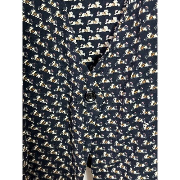 Love21 Forever 21 Navy Horse Print Oversized Crop Top One Button Size M Rayon - Picture 2 of 6